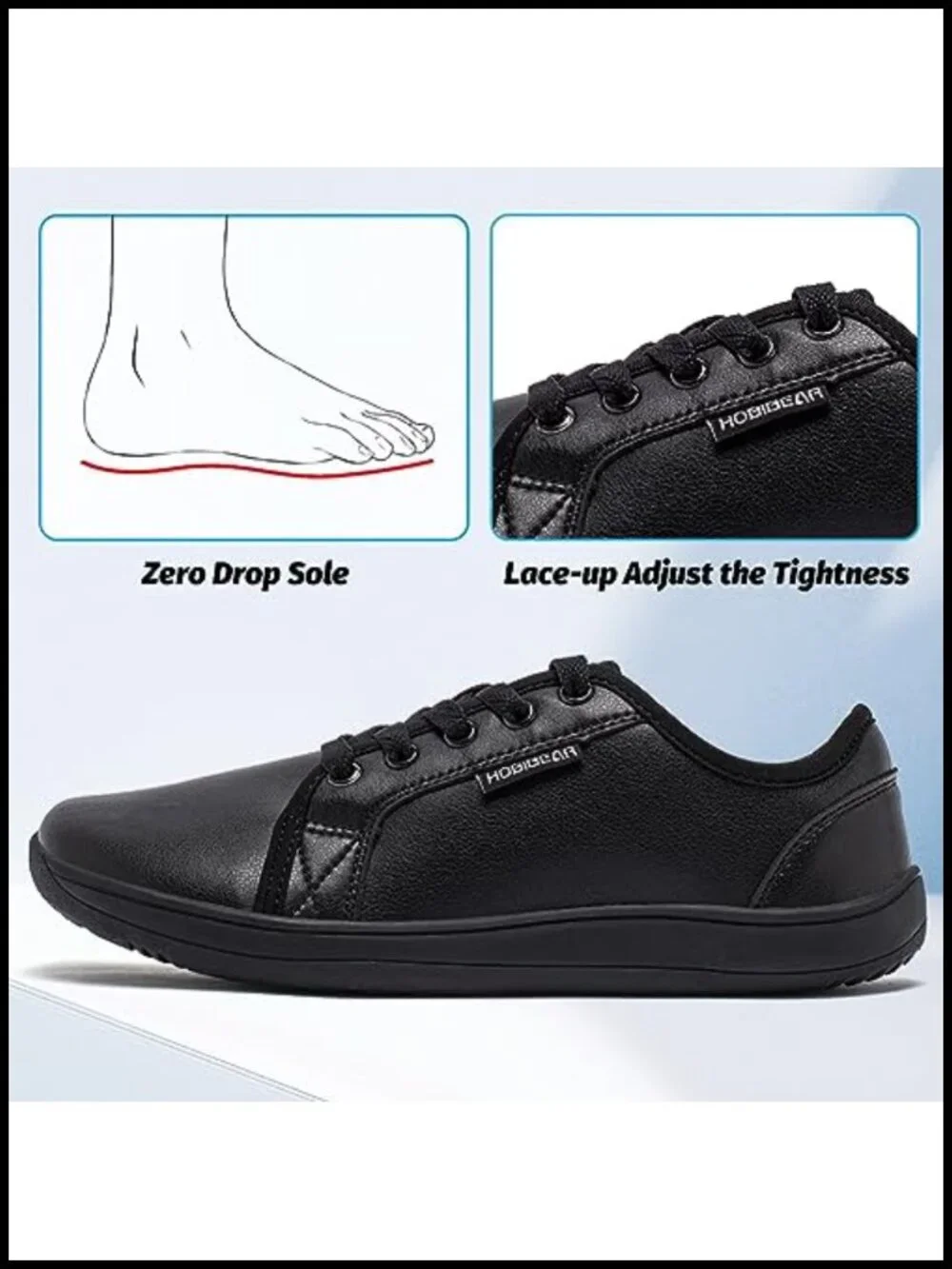 Wide Toe Box Zero Drop Barefoot Sneakers Lightweight Lace-Up Athletic Shoes